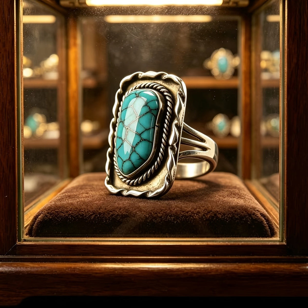 Turquoise Wavy Frame Ring