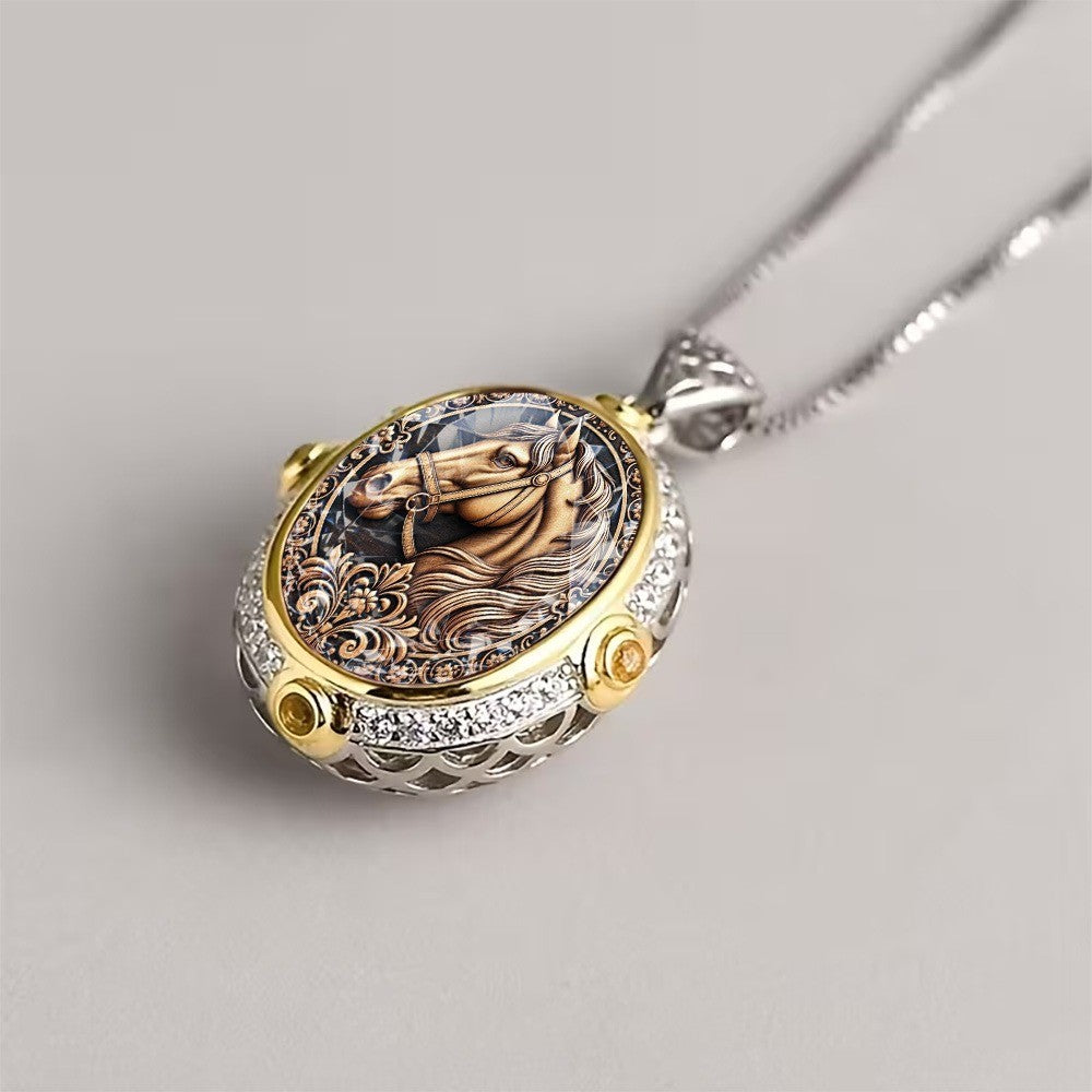 Ornate Horse Pendant Necklace