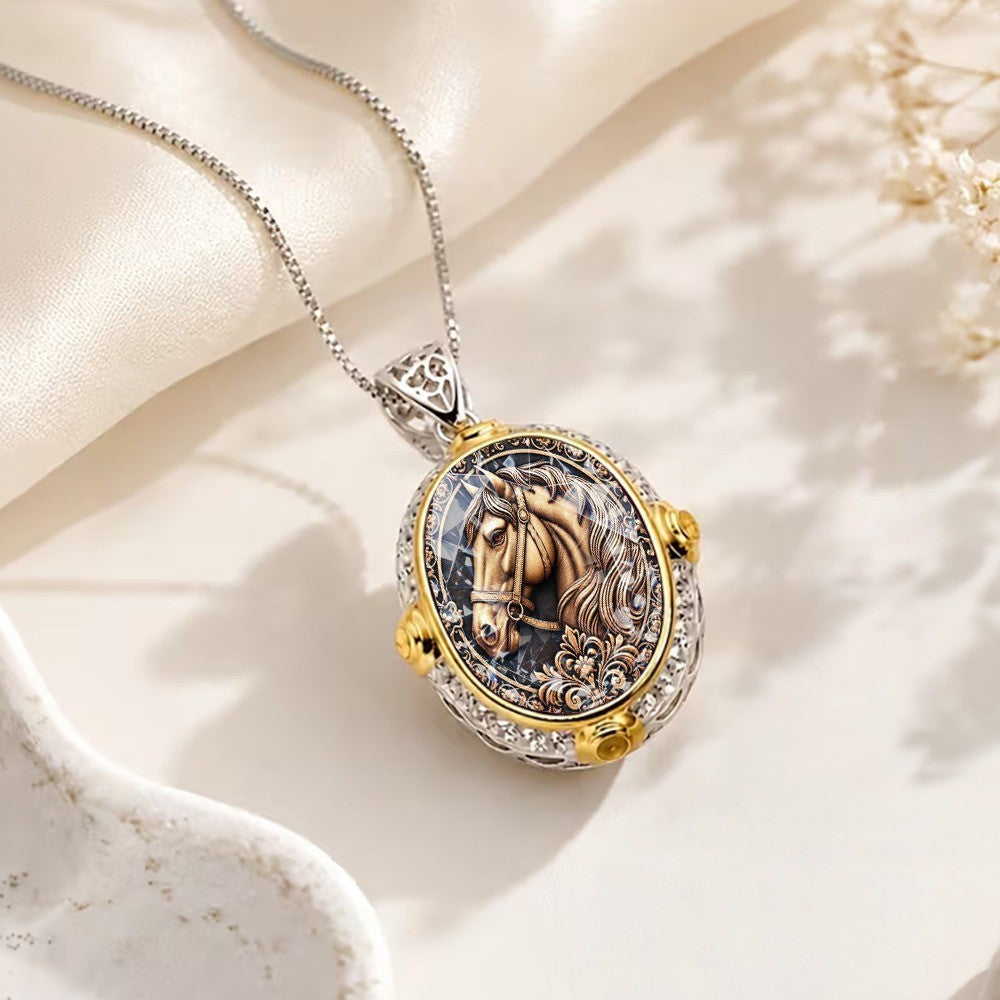 Ornate Horse Pendant Necklace
