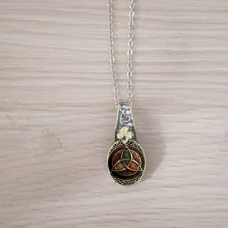 Celtic Triquetra Rose Pendant Necklace