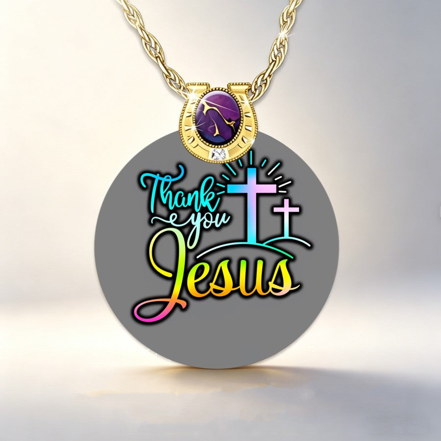 Thank You Jesus Gradient Cross Necklace