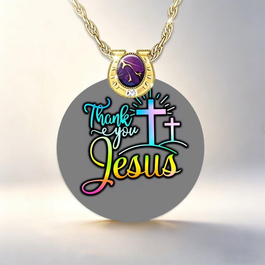 Thank You Jesus Gradient Cross Necklace