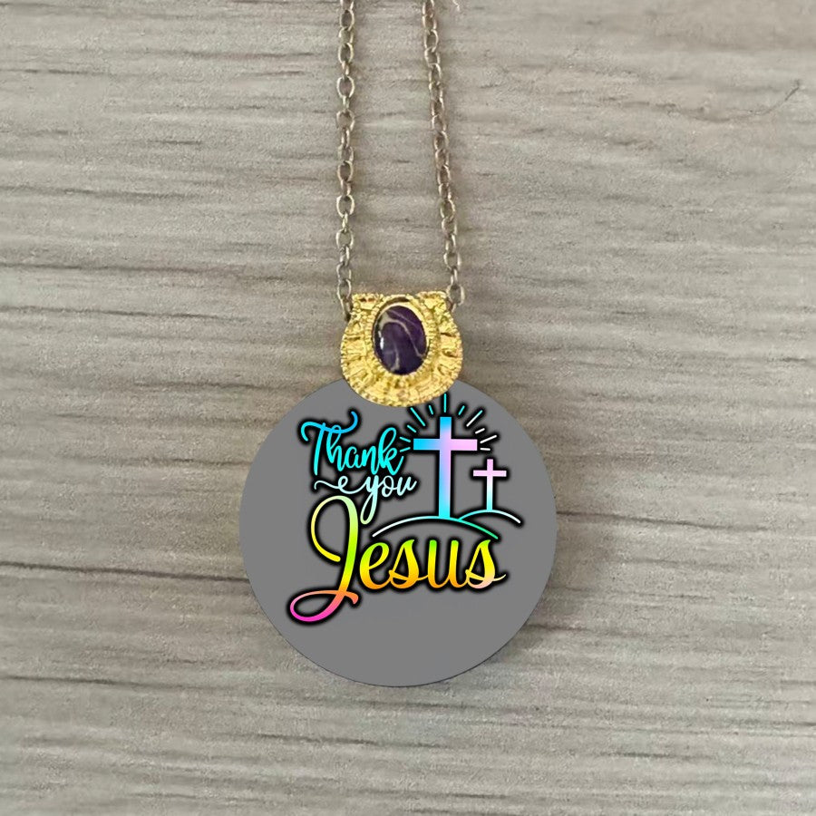 Thank You Jesus Gradient Cross Necklace