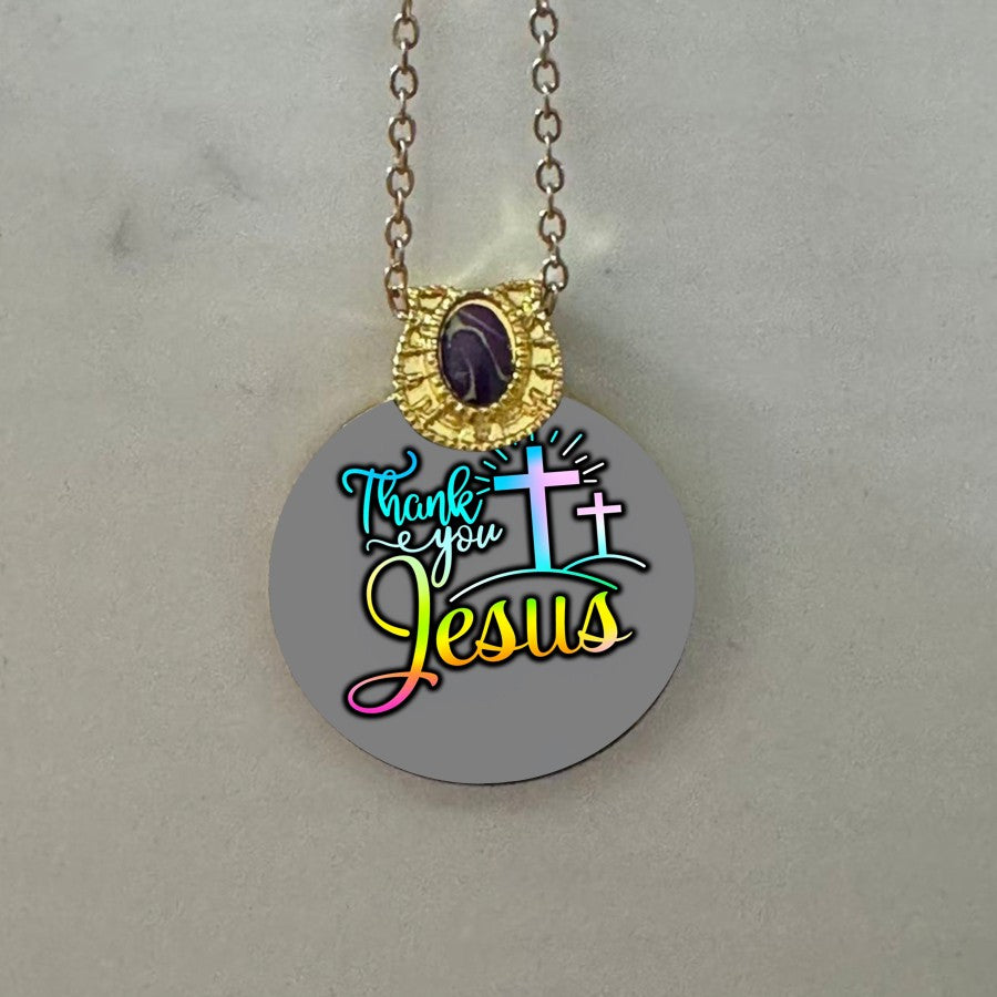 Thank You Jesus Gradient Cross Necklace