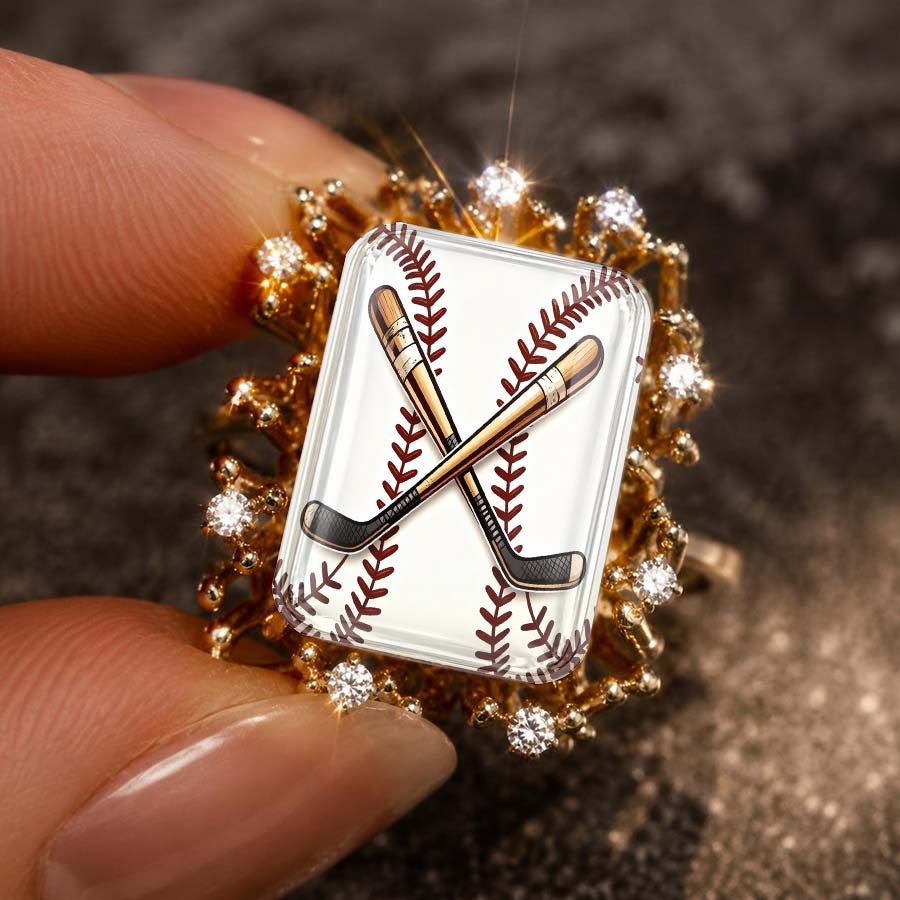 Crossed Bats Statement Ring