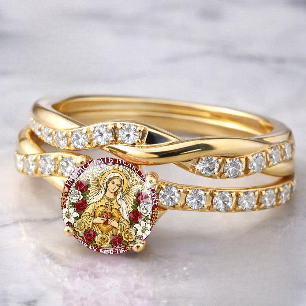 Twisted Band Madonna Heart Ring