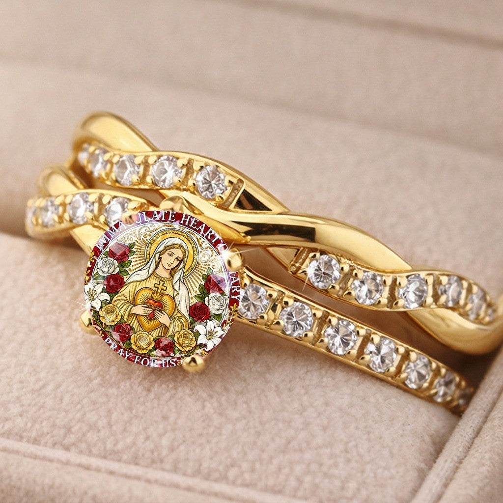 Twisted Band Madonna Heart Ring