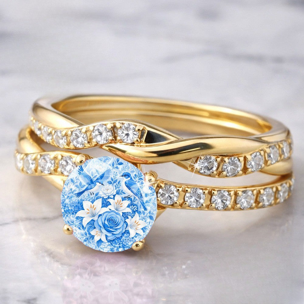 Bluebird Floral Disc Ring