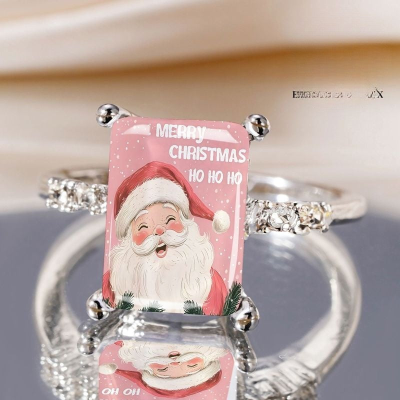 Santa Claus Merry Christmas Rectangle Ring