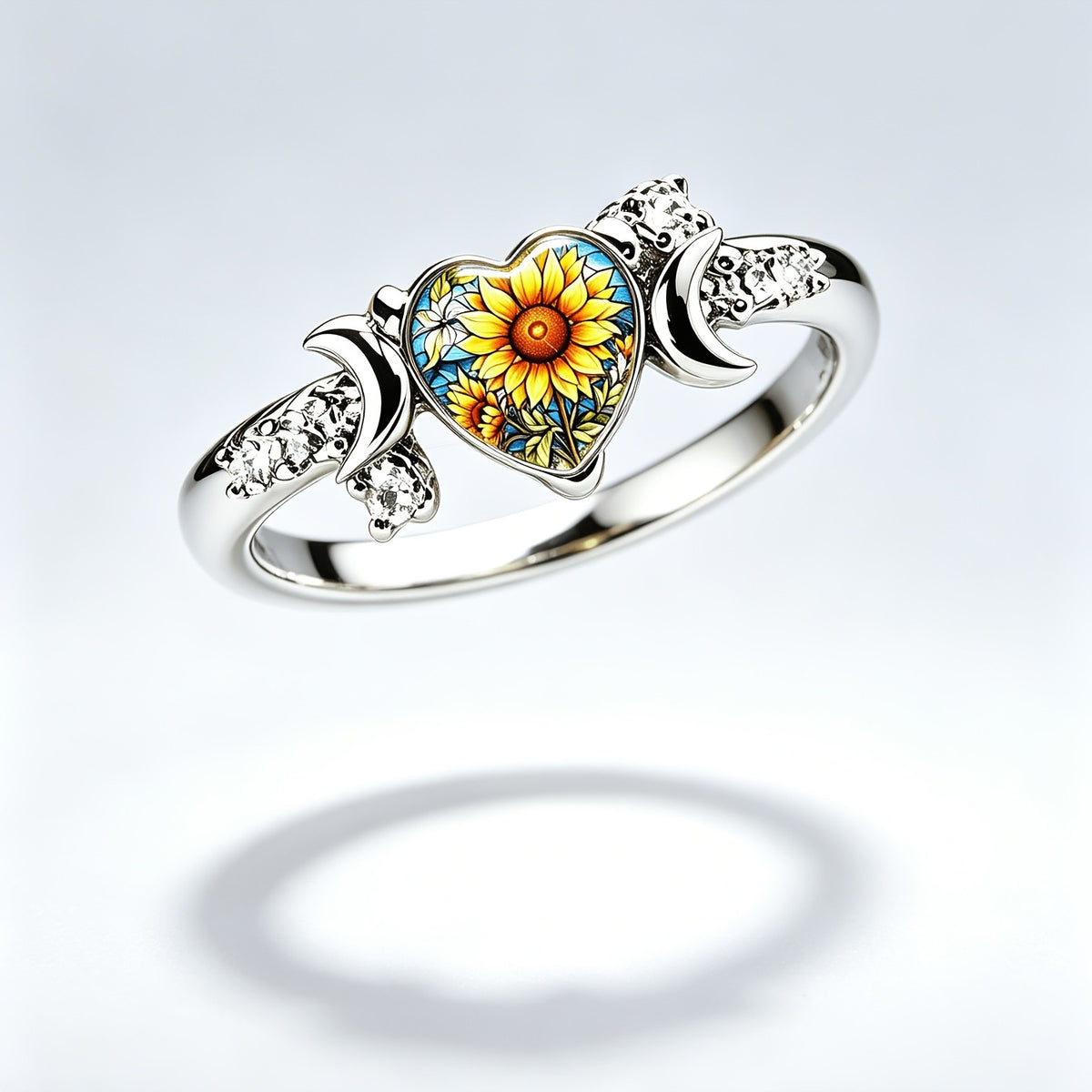 Sunflower Mosaic Heart Ring