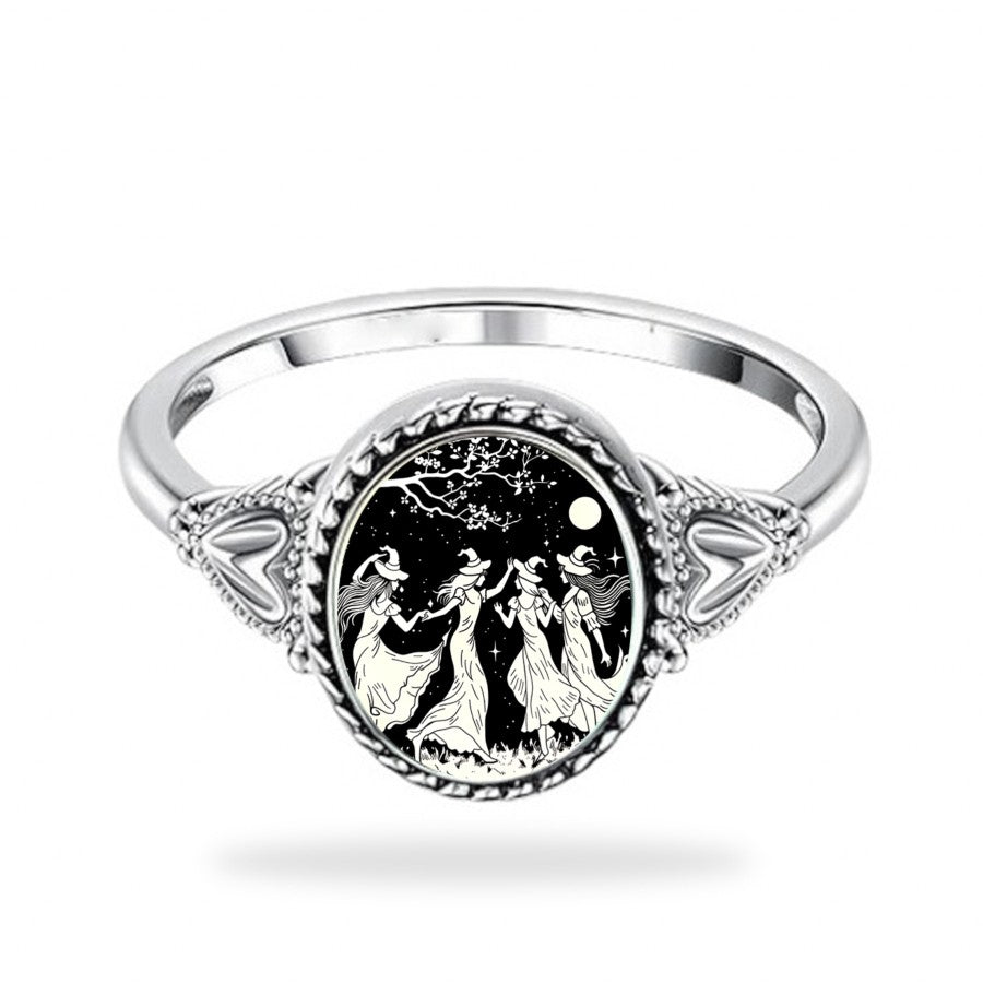 Witches Under Moon Oval Ring