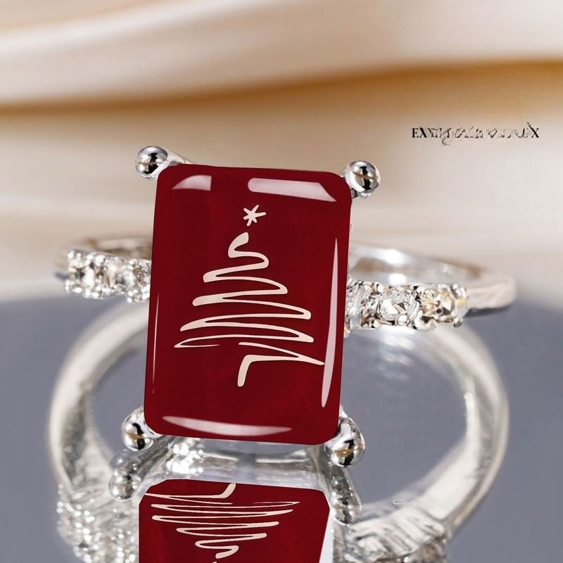 Red Christmas Tree Ring