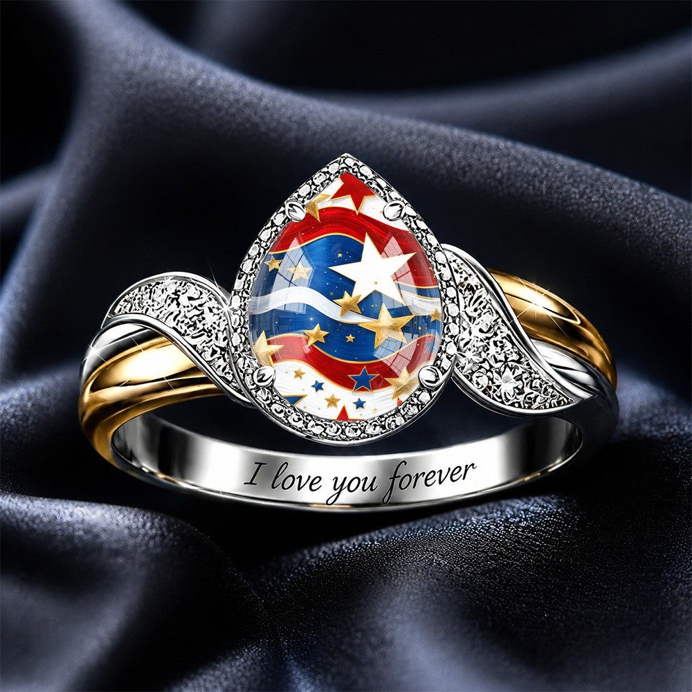 Starry Flag Teardrop Ring