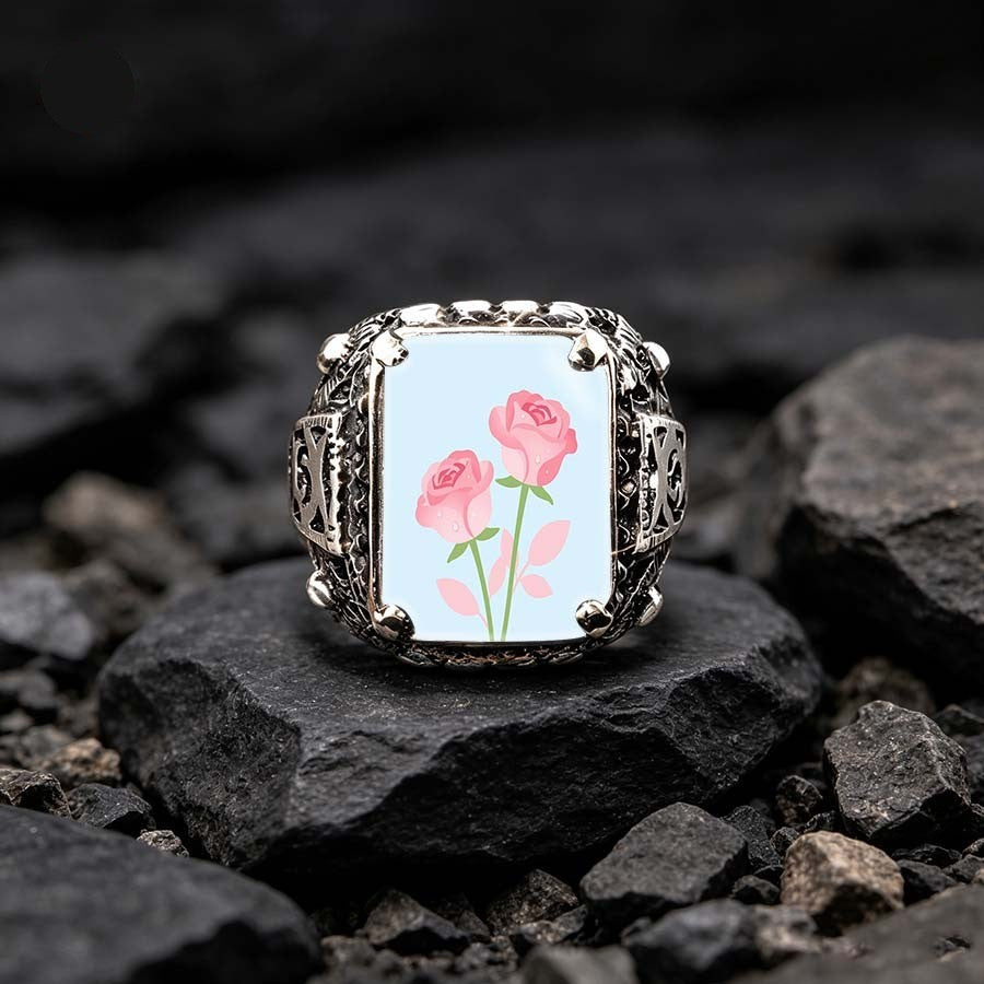 Pink Rose Square Ring