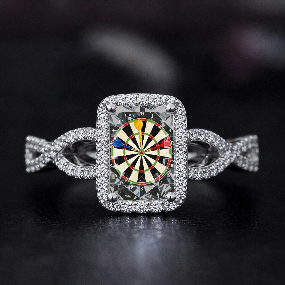 Dartboard Crystal Square Ring