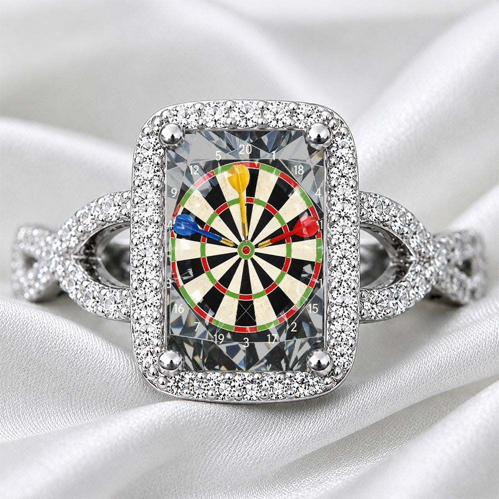 Dartboard Crystal Square Ring