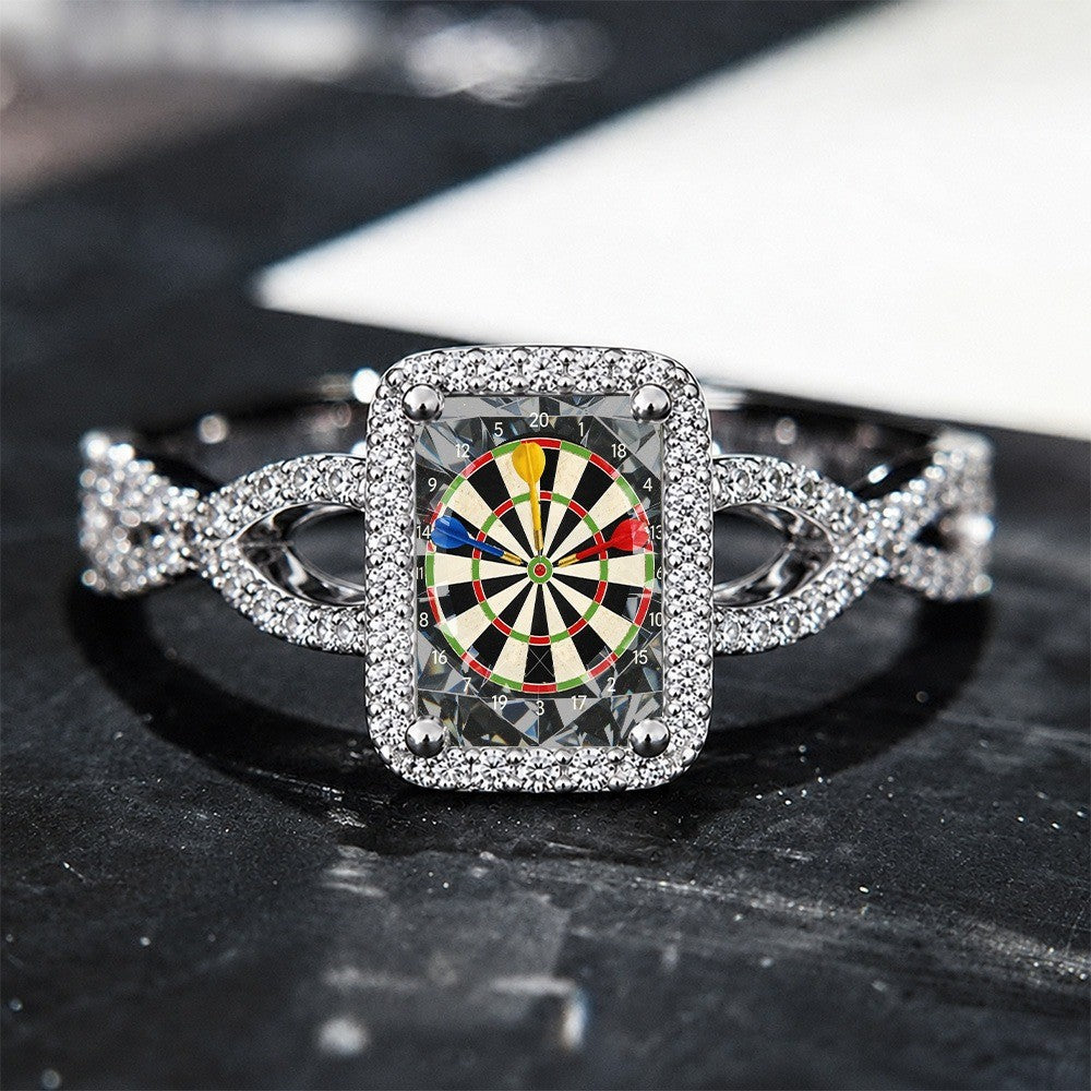 Dartboard Crystal Square Ring