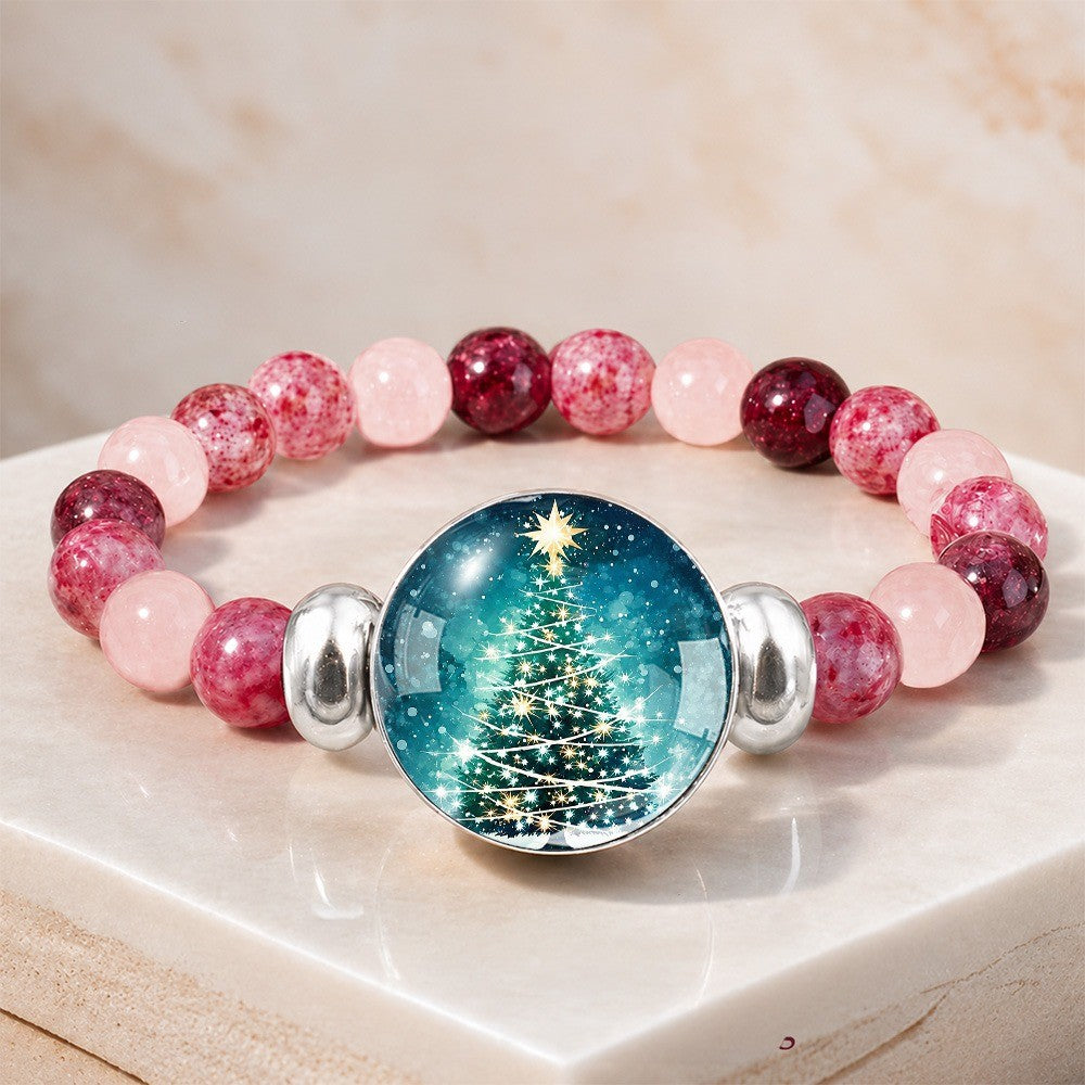 Starry Christmas Tree Beaded Bracelet