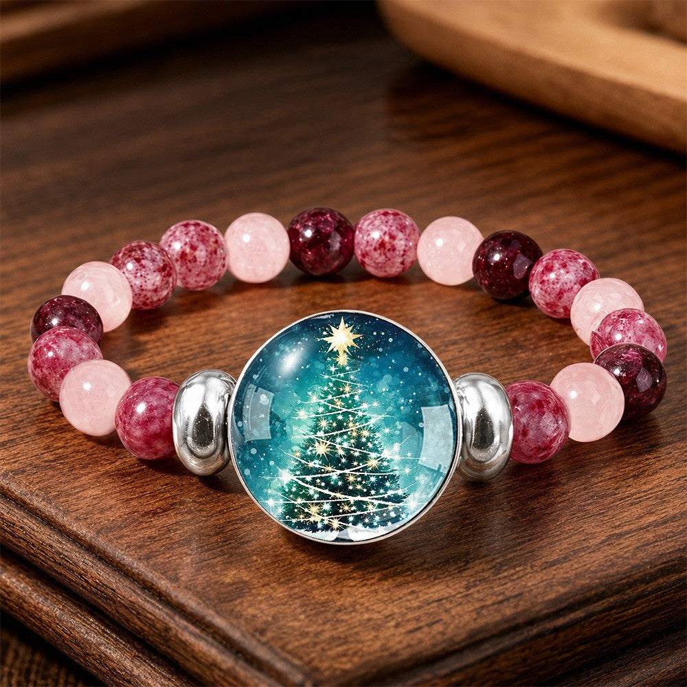 Starry Christmas Tree Beaded Bracelet
