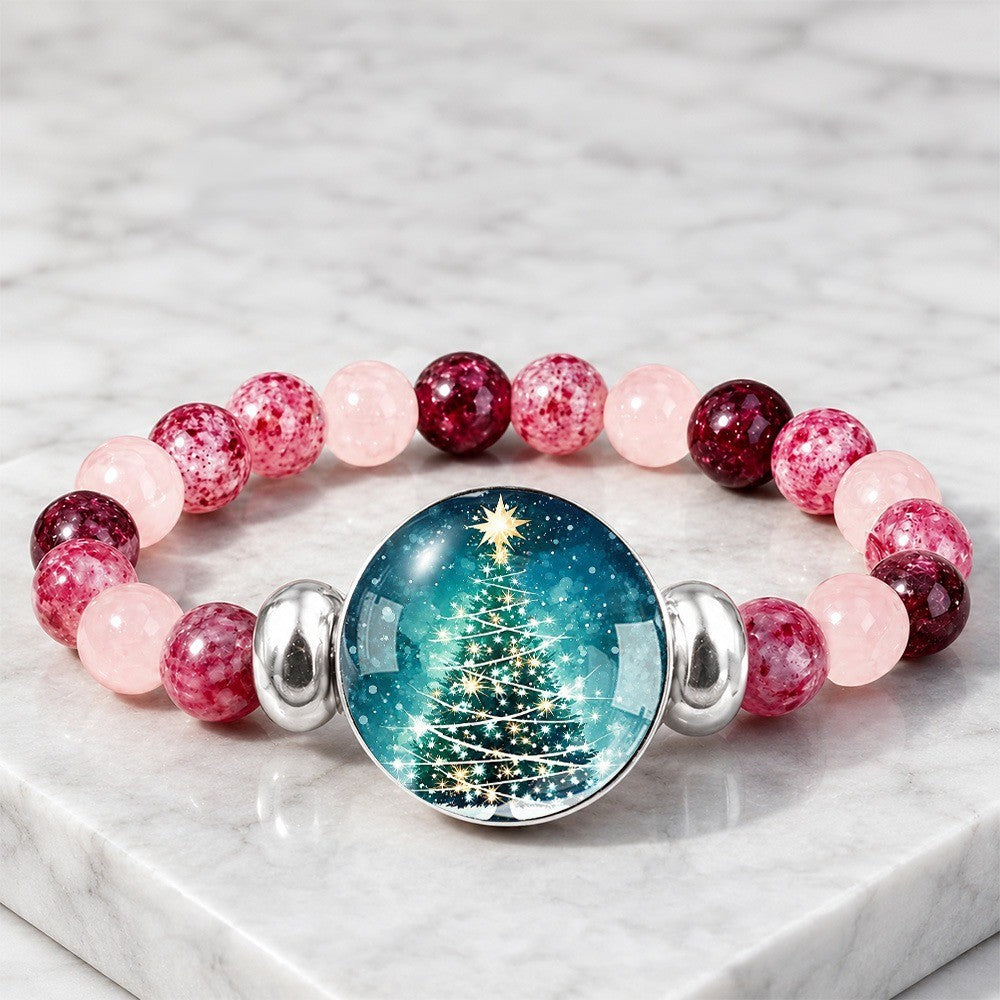 Starry Christmas Tree Beaded Bracelet