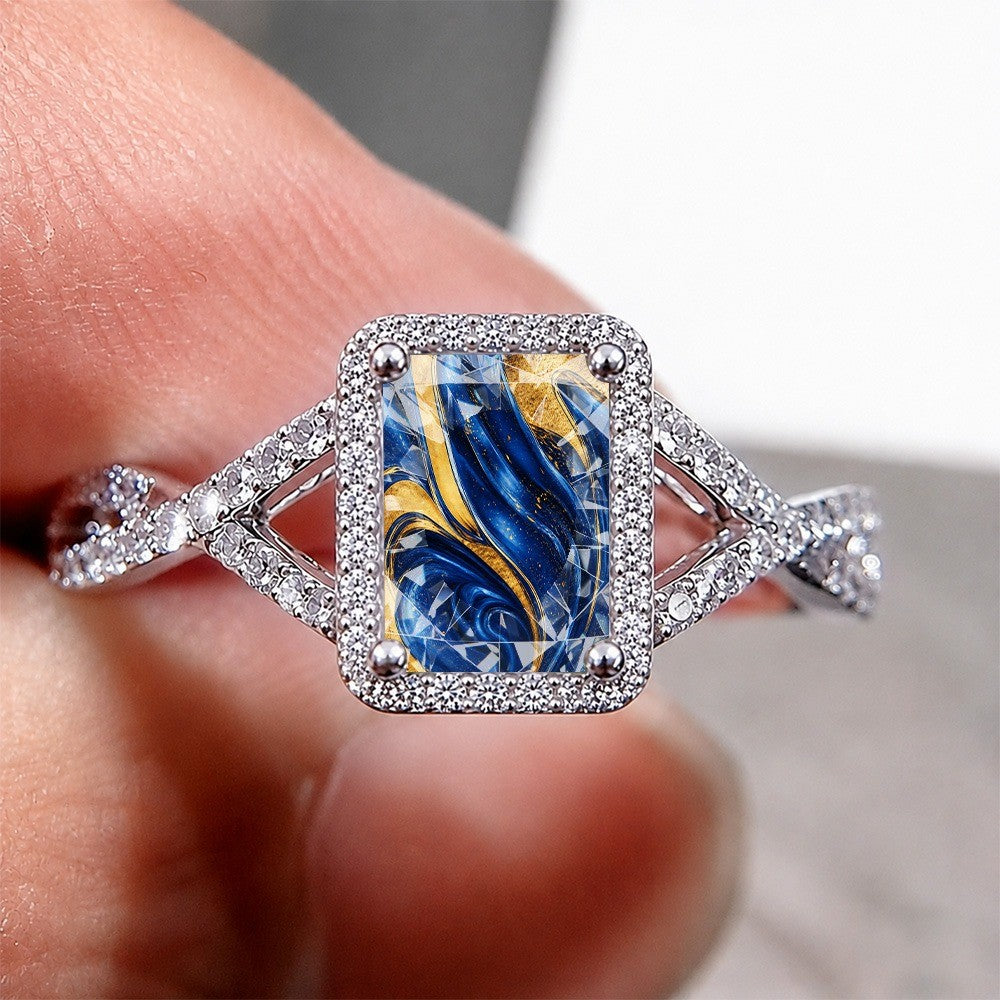 Blue Marble Square Ring