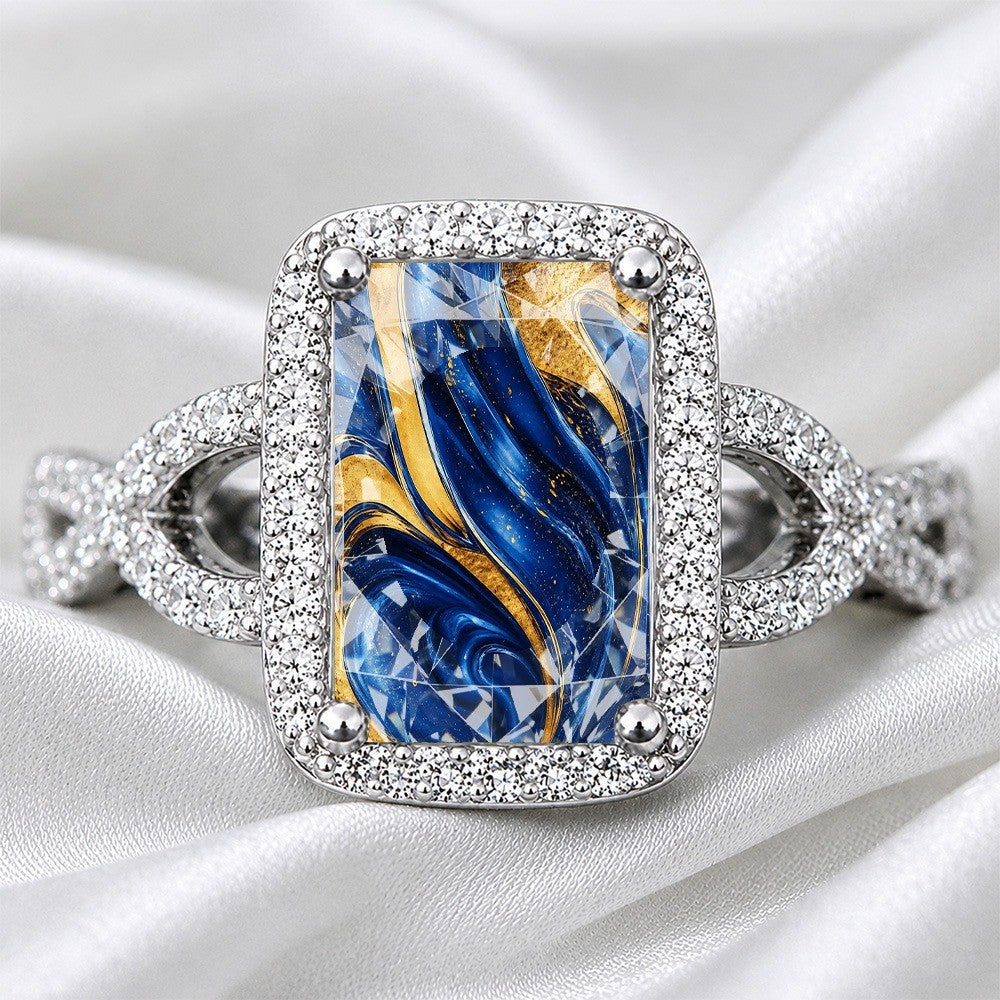 Blue Marble Square Ring