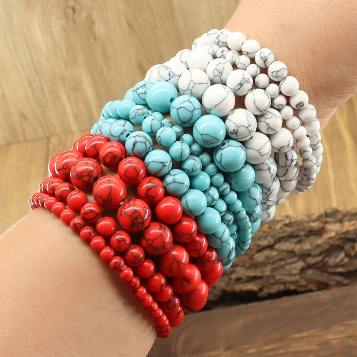 Marbled Turquoise Stretch Bracelet Set