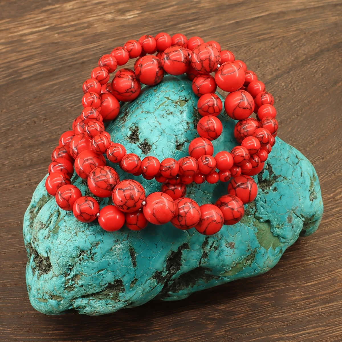 Marbled Turquoise Stretch Bracelet Set