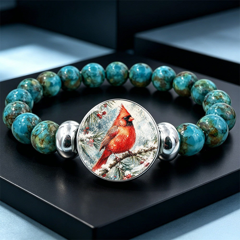 Red Cardinal Stone Bracelet