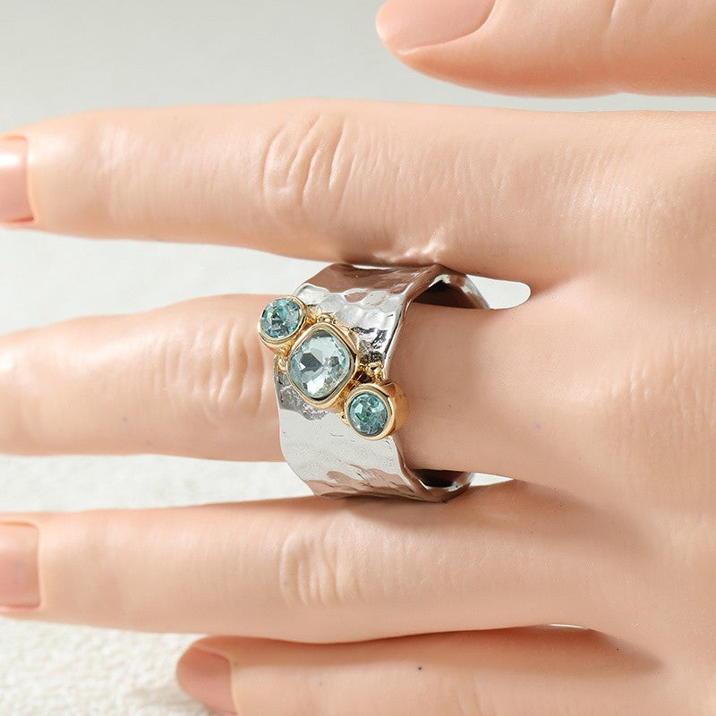 Hammered Blue Zircon Ring
