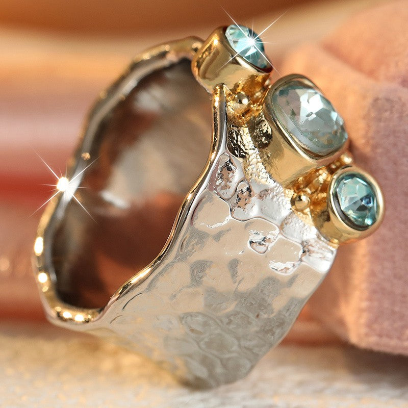 Hammered Blue Zircon Ring