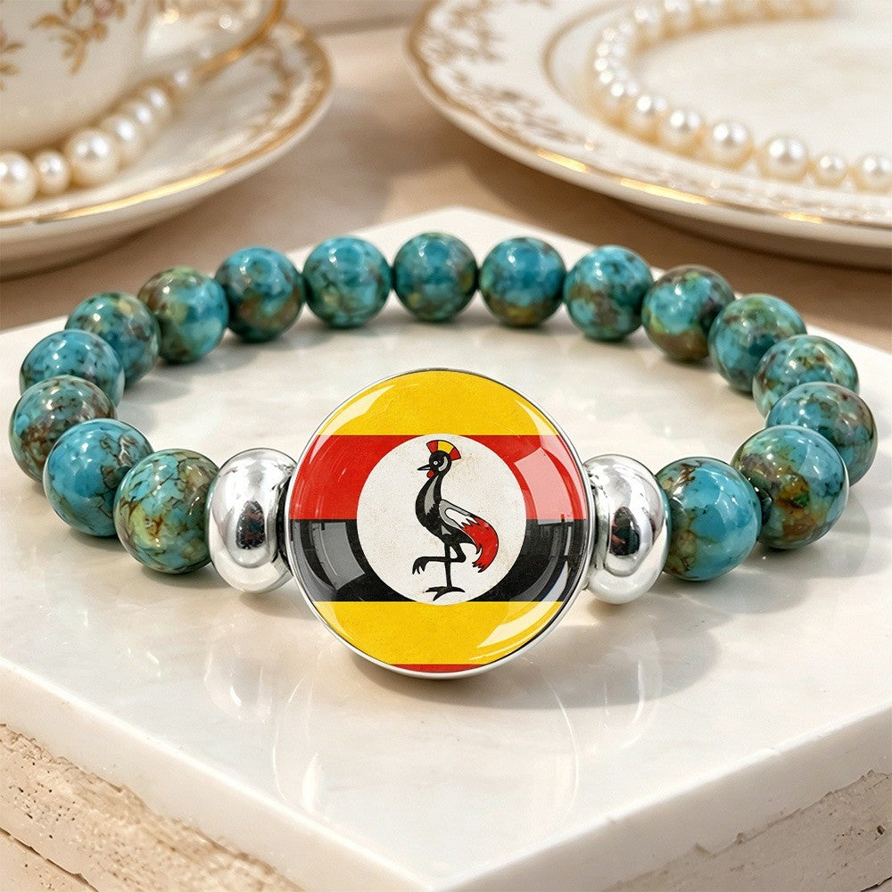 Uganda Flag Beaded Bracelet