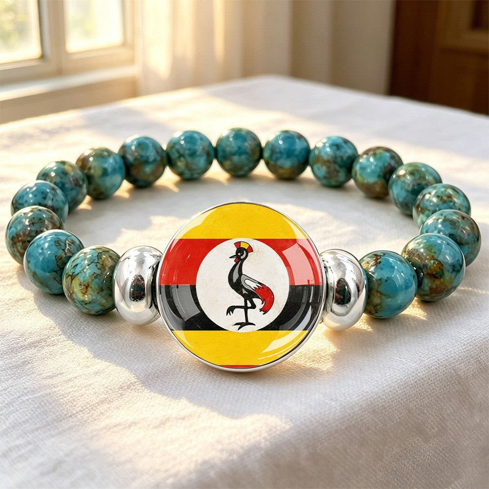 Uganda Flag Beaded Bracelet