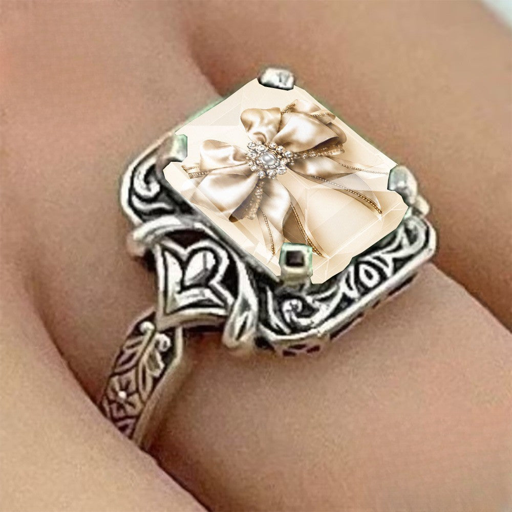 Ornate Bow Square Ring