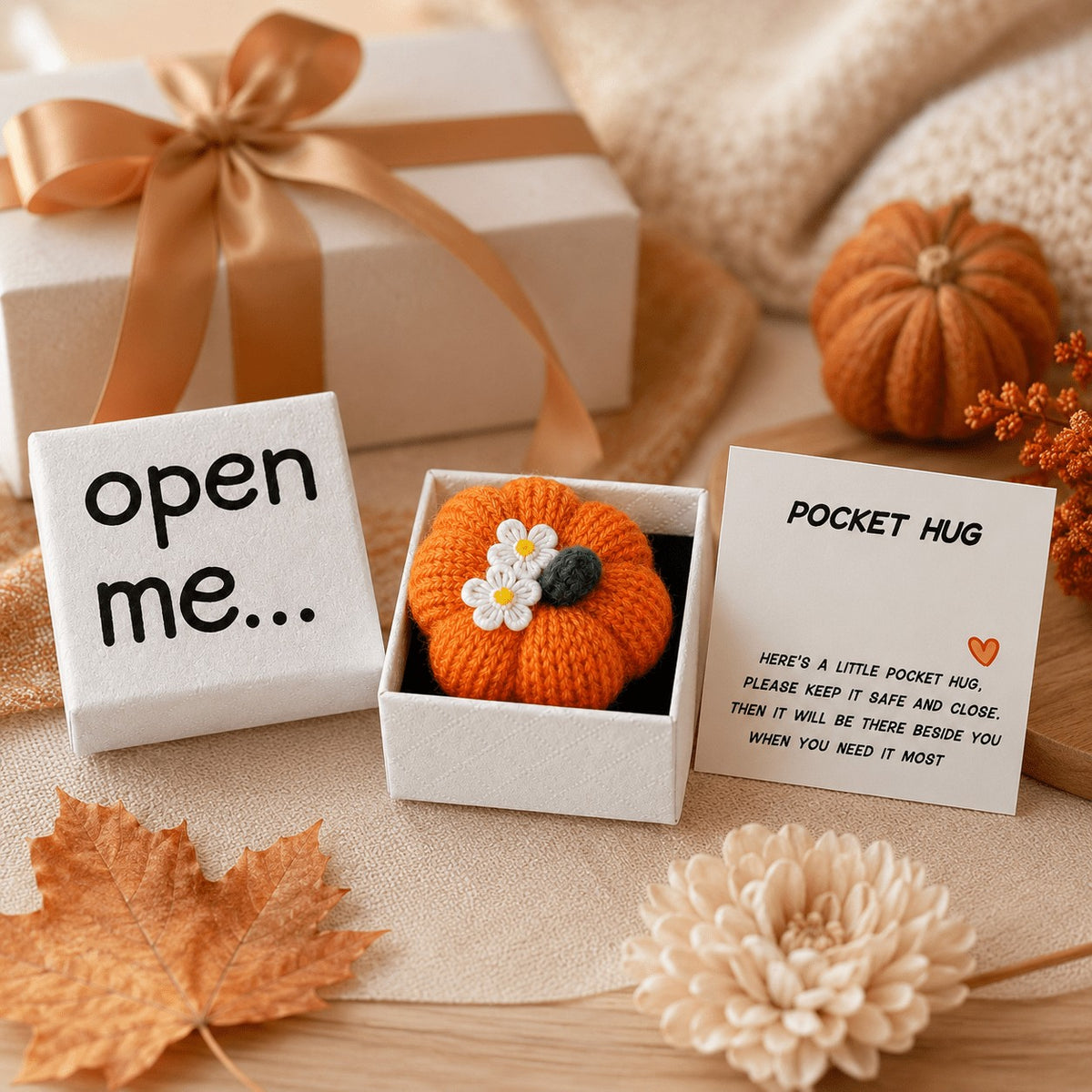 Knit Pumpkin Pocket Hug