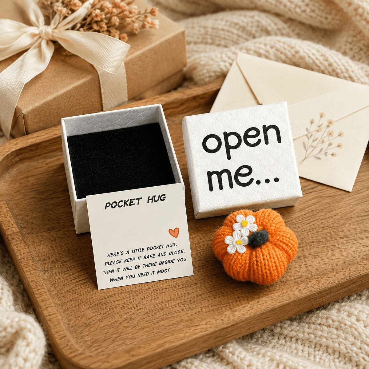 Knit Pumpkin Pocket Hug