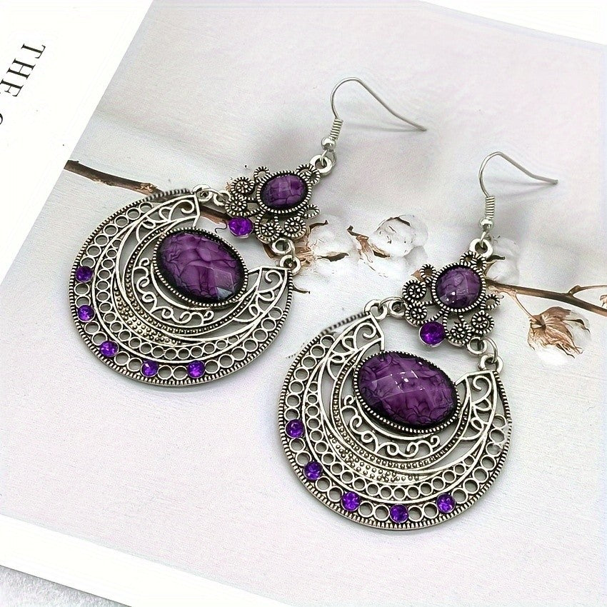 Purple Stone Filigree Earrings