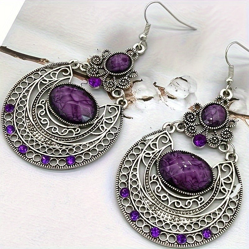 Purple Stone Filigree Earrings