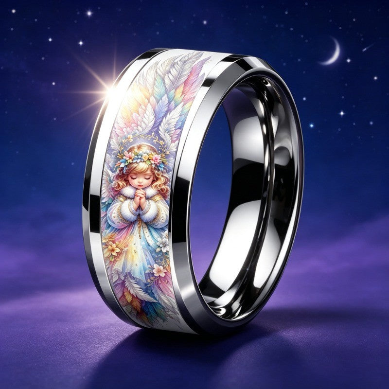 Rainbow Praying Angel Ring