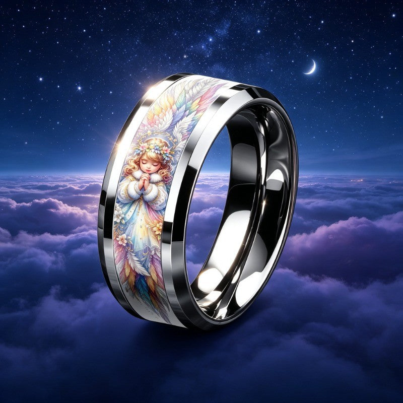 Rainbow Praying Angel Ring