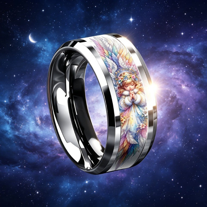 Rainbow Praying Angel Ring