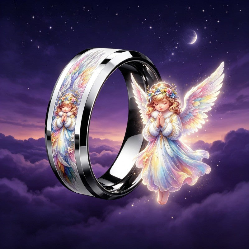 Rainbow Praying Angel Ring