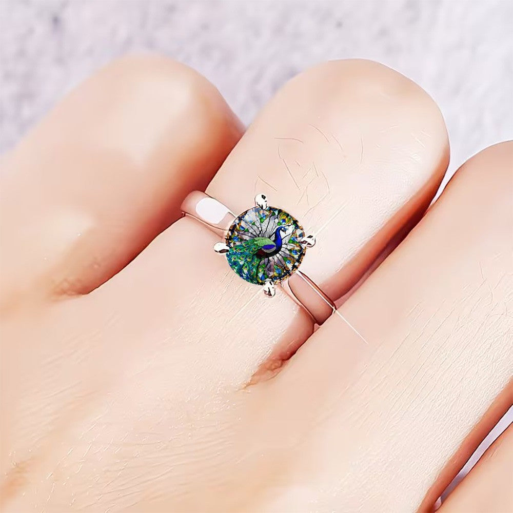 Peacock Glass Inlay Ring