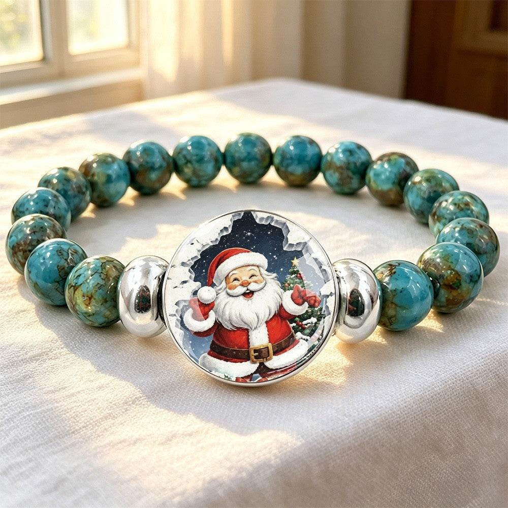 Santa Claus Turquoise Bead Bracelet