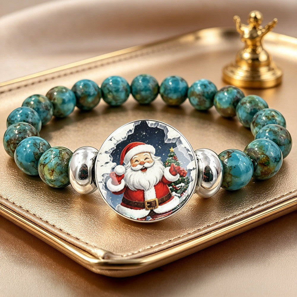Santa Claus Turquoise Bead Bracelet