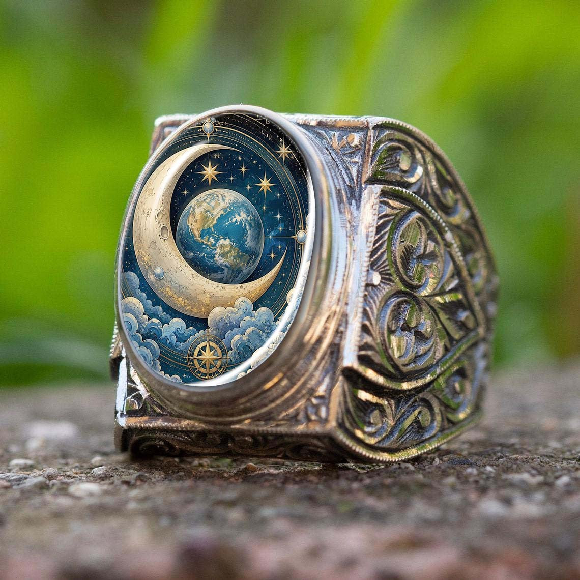Celestial Earth & Moon Ring