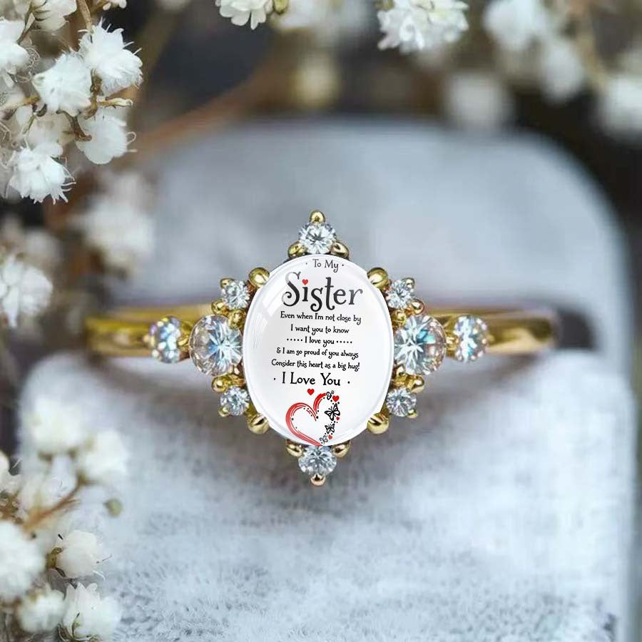 Sister Message Crystal Ring
