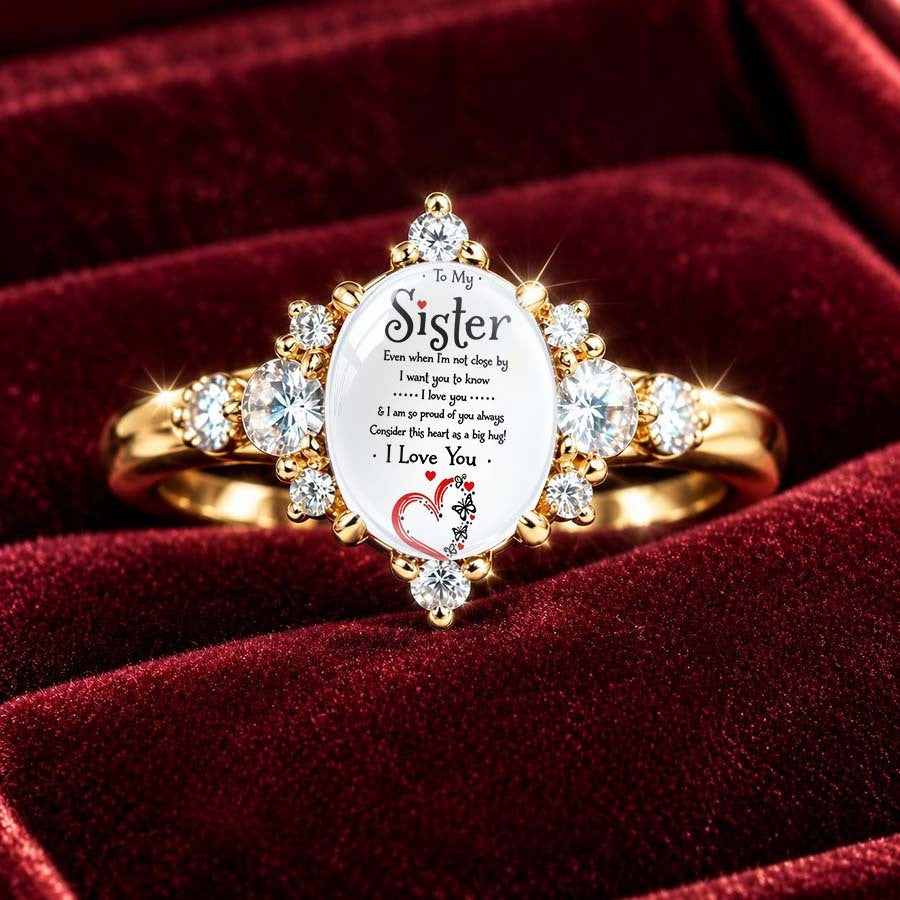Sister Message Crystal Ring