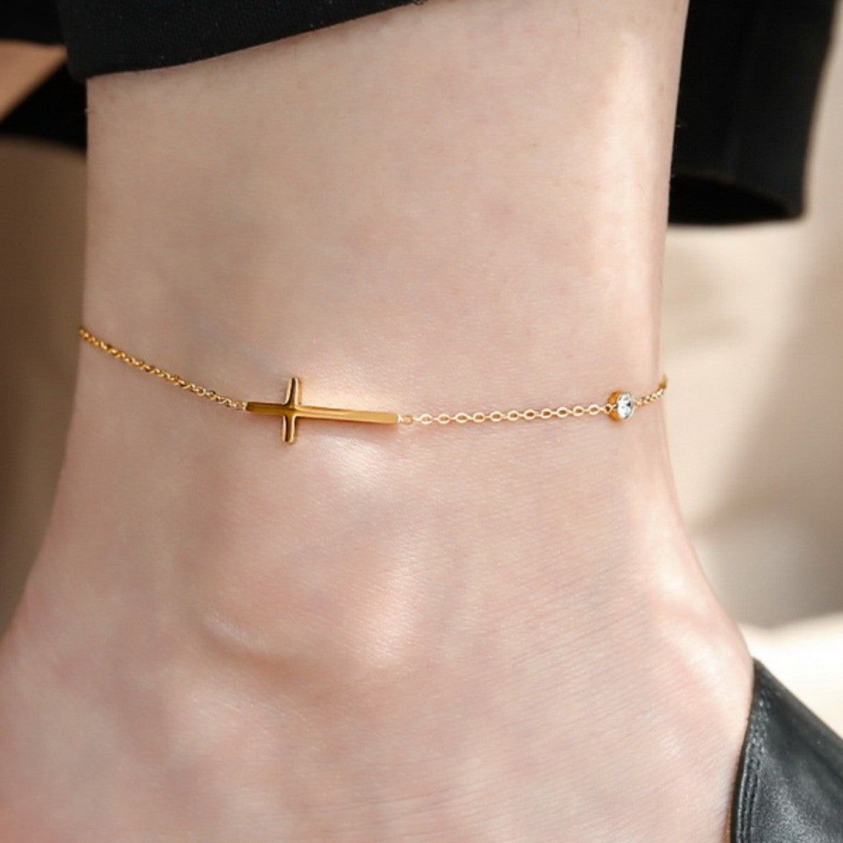 Horizontal Cross Anklet