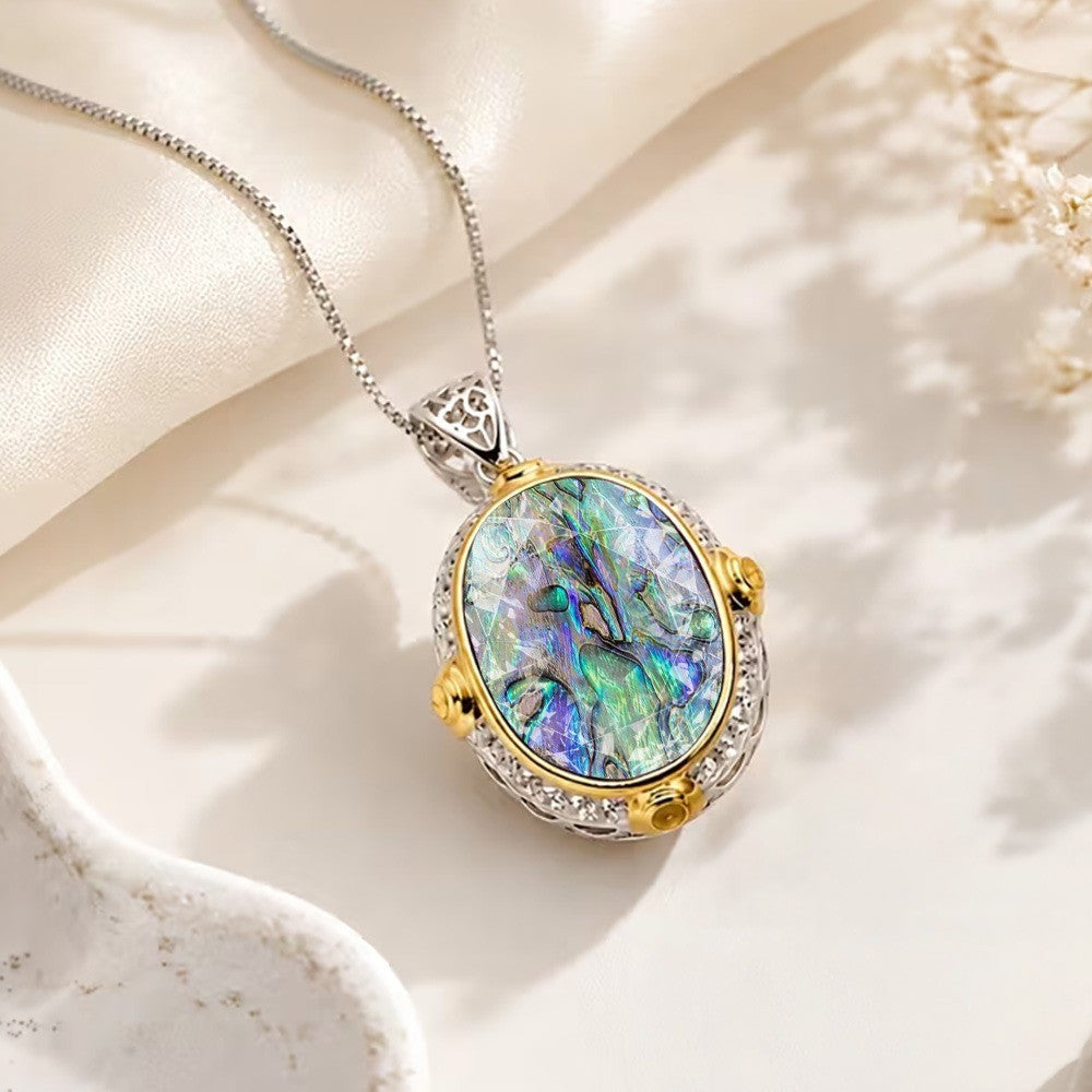 Iridescent Shell Oval Necklace